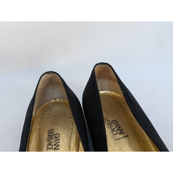 Gianni Versace Black Fabric Bow Pumps Made in Italy Women’s Size 38.5 Vintage - Picture 8 of 12